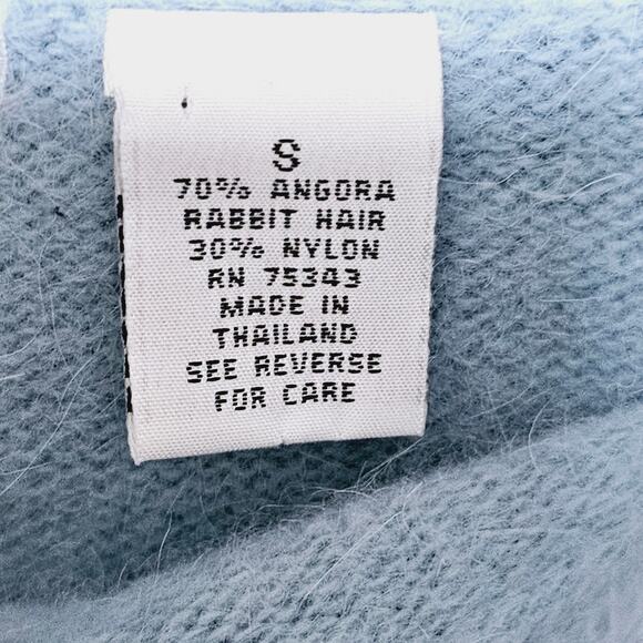 Lucidity Angora Blend Soft Cowl Off Shoulder Blue Fuzzy Sweater Sz S Light Blue - Picture 5 of 6